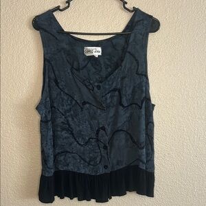 Colors Artwear Asymmetrical Blue Pleated Tank Top